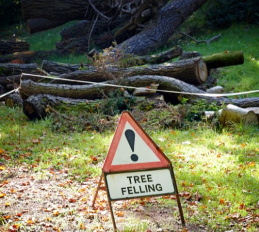 This is a photo of tree felling being carried out in Faversham. All works are being undertaken by Faversham Tree Surgeons